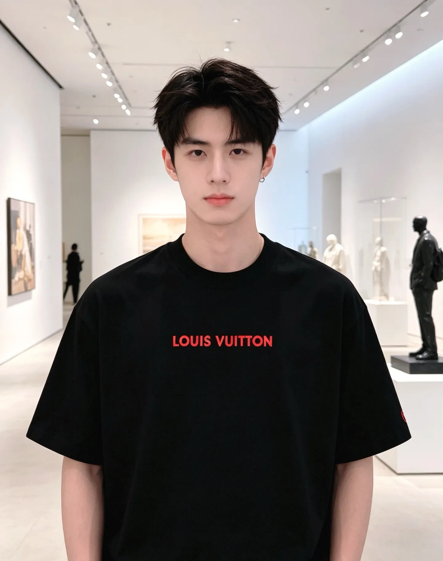 Louis Vuitton/Louis Vuitton short sleeves with red letter slogan printed on the chest